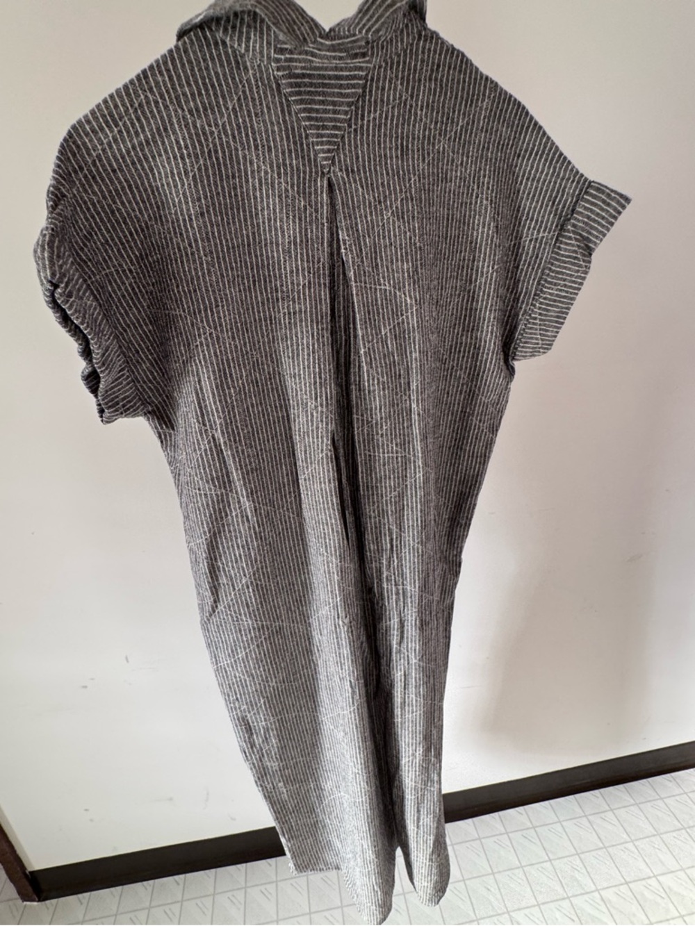 7115 by Szeki Linen Shirt Dress / Tunic – Oversized Minimalist Striped - Picture 3 of 4